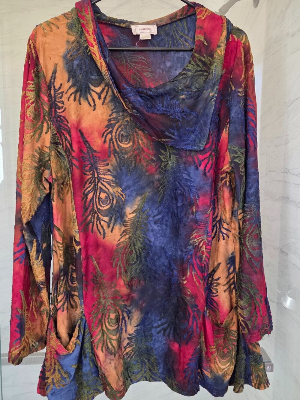 Kamana Floral Print Tunic Top with Long Sleeves